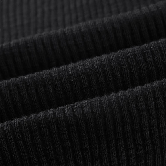 Black Crochet Plus Sized Lace Hem Sleeve Button Rib Knit Henley Top - 2X - Picture 11 of 12